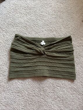 aerie Olive Knit Twist Crop Top